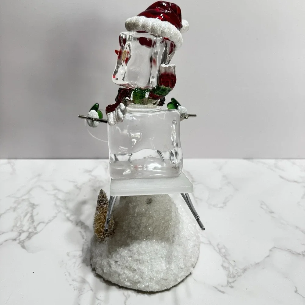 LED Snowman On A Sled figurine Changing Colours Christmas Decor 8